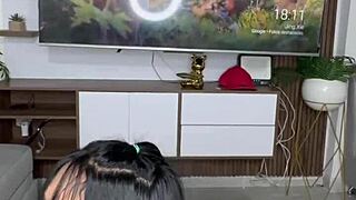 beautiful colombian latina brunette stuffs dildos in big ass