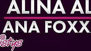 doesn't ana foxxx look hot dressing alina ali up for steamy kisses and wet tribbing?