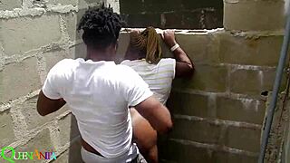Chubby Ebony Teen Fucked Doggy in Abandoned Building