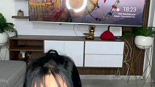 beautiful colombian latina brunette stuffs dildos in big ass
