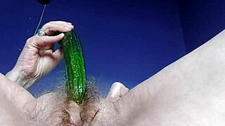 Granny Stuffing Hairy Pussy Cucumber