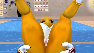 renamon stretches furry body nsfw to hot workout beats
