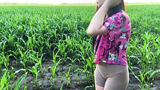 Stepsister Nervous In Cornfield Finds Stepbrother's Monster Cock For Outdoor Dirty Talk Taboo Comfort!