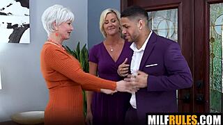 nana swaps sloppy cum from dd tits with stevie k in wild milf orgy