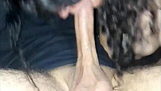 colombian milf slurps young cock deepthroat until cum explosion in mouth