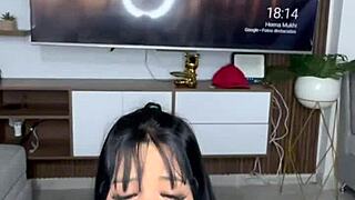 beautiful colombian latina brunette stuffs dildos in big ass