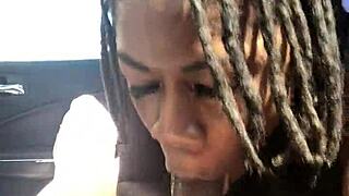 hazel grace deepthroats big black monster cock pov in car dirty talk sucking tits