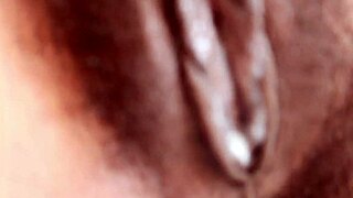 Young Ebony Babe Fingers Hairy Wet Pussy to Creamy Orgasm in Homemade Solo