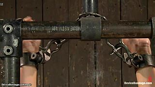 check out this chained brunette slut gagging on sybian ride while whipped and choked in full bdsm device