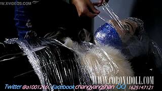 wanna see b play tight bondage in leather catsuit nylon pantyhose head wrapped plastic? 