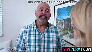 yo stepdad shows condom to petite teen but she rides his big cock raw hard