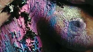 imagine this messy food birthday cake smeared all over milf tits