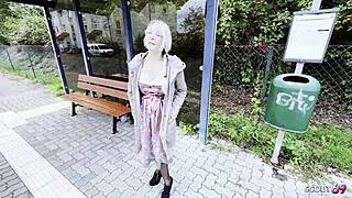 Slim bavarian blonde picked up post-oktoberfest for rough pov anal creampie on bus 😈🍑