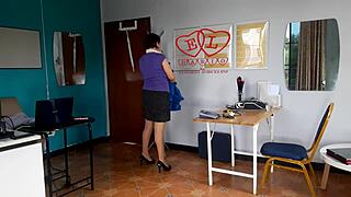 Curvy Nudist Secretary Flaunts Tits Ass Pussy at Office for Boss