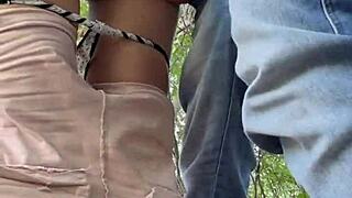 Neighbor's tight latina ass pounded outdoors in forest during weekend getaway 🔥🌳