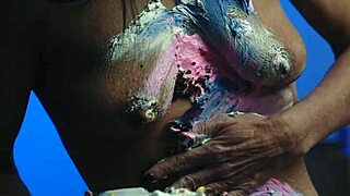 imagine this messy food birthday cake smeared all over milf tits