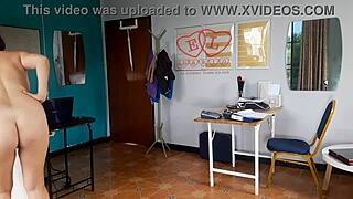 Curvy Nudist Secretary Flaunts Tits Ass Pussy at Office for Boss