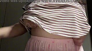 hot indian milf stepmom slowly teases her huge natural boobs on cam