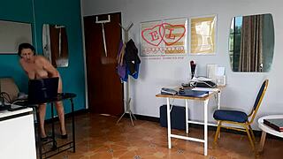 Curvy Nudist Secretary Flaunts Tits Ass Pussy at Office for Boss