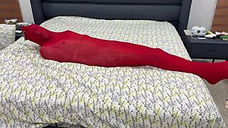 bondage slut locked tight in pantyhose cocoon stretched mummified!