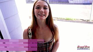 petite brunette mira monroe toys pussy in casting then swallows deep anal cum