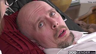 Stepdad caught watching porn? Hot tranny Claire swallows his big cock whole 