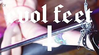 latina slut bound in bdsm heels moans as dom tickles her bare soles and big ass