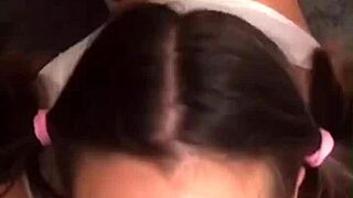 Hey teacher, check out my young tits for that sweet blowjob reward!