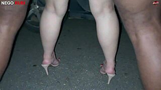 paolla hotwife takes monster bbc in corno's car, humiliating him outdoors!