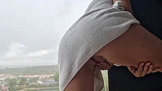 steamy post-shower rub leads to wild window orgasm 😏🚿💦🔥