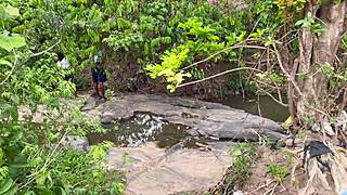 Big ass BBW girlfriend fucked hard in forest outdoors