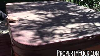 naughty young black real estate agent tricked into outdoor pov blowjob and hardcore fuck