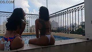 my friend dumped that loser so we fucked publicly at the pool for revenge