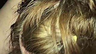 milf grinds foot while slurping that huge cock riding monster deep