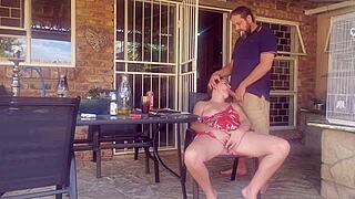 friend's wife cheats hard sucking licking fingering pussy outdoors cumslut style