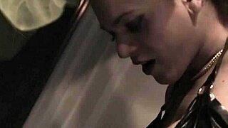 shemale latex babe strokes to massive cumshot jizz explosion fetish fun