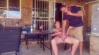 friend's wife cheats hard sucking licking fingering pussy outdoors cumslut style
