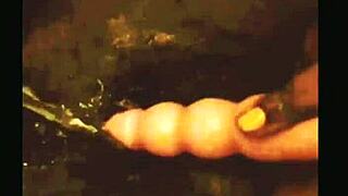 gushy pussy squirts hard from toy play drenching everything wet