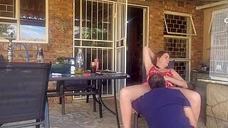 friend's wife cheats hard sucking licking fingering pussy outdoors cumslut style