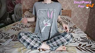 Blonde babe teases nipples slow fingering to shaking orgasm