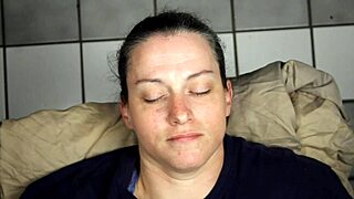 Huge Cumshot Blasts Brunette's Eyes in Homemade Facial