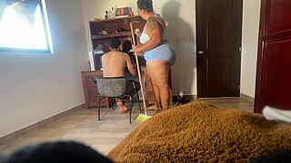 hot horny office worker bends over big ass tits ripped clothes for rough bareback domination sex