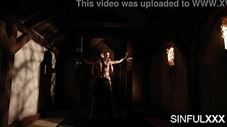 hey, bound babe lyanna nilsson sweats from charlie dean's monster cock pounding