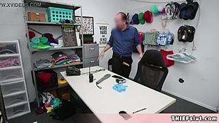 shoplifter teen caught stealing lingerie gets rough doggystyle fuck