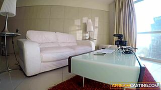 Wow! Busty Black Slut Gags in Sloppy Deep Throat Fake Interview!