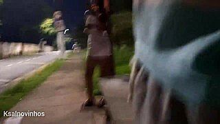 Risky Street Handjob for Hot Redhead at Bus Stop!