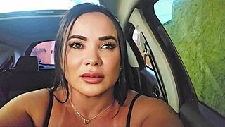 Slutty app driver waits for married young cock in parking