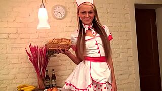 A blonde nurse slut gaps her huge ass with toys in hospital play