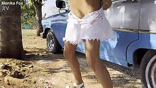 monika fox bares her pierced tits pissing naked outdoors so shameless