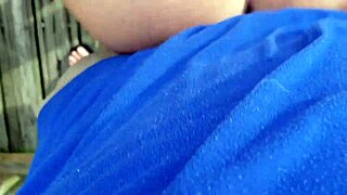 wanna watch this milf flash her shaved wet pussy in public?